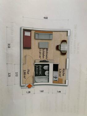 Foto - Einzimmerwohnung zu vermieten - 321,00&nbsp;EUR Kaltmiete, ca.&nbsp; 26,50&nbsp;m&sup2;