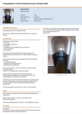 Foto - 2 Zimmer Etagenwohnung in Solingen