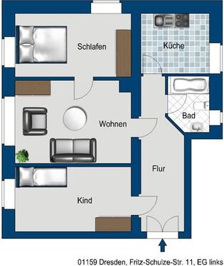 Foto - 3 Zimmer Erdgeschoßwohnung in Dresden