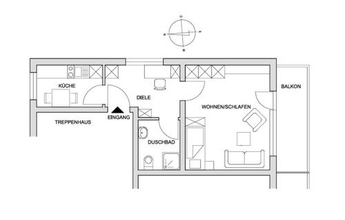 Foto - Helle 1-Zimmer-Wohnung in NÄHE UNI und BWZK (Bundeswehr-KH)