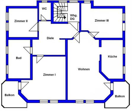 Foto - Wohnung 130 qm Wohnfläche + Garage 4 ZKB+WC 2 Balkone 1. OG