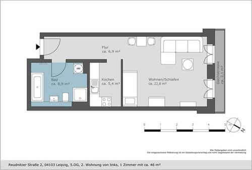 Foto - 1 Zimmer Etagenwohnung zur Miete in Leipzig
