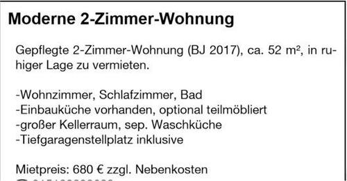 Foto - Moderne Zweizimmerwohnung - 680,00 EUR Kaltmiete,