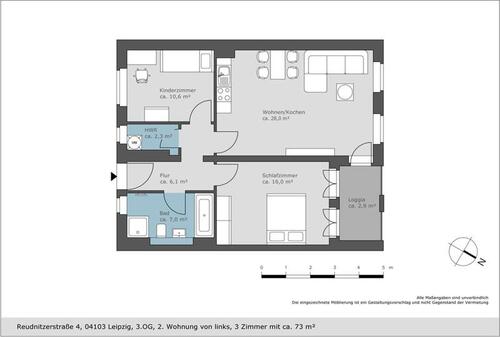 Foto - 3 Zimmer Etagenwohnung zur Miete in Leipzig