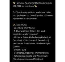 1-Zimmer-Apartement für Studenten ab 1.12.2026 zu vermieten - Erlangen Am Anger