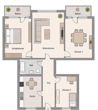 Foto - 4 - Zimmer- Wohnung mit Garten und 2 Balkonen