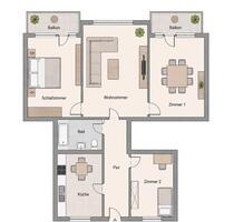 4 - Zimmer- Wohnung mit Garten und 2 Balkonen - Leverkusen Bergisch Neukirchen