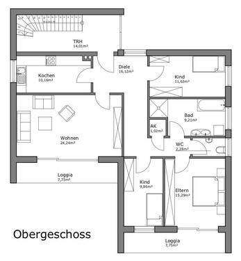 Foto - 4-Zimmer-Wohnung mit Einbauküche & 2 Loggien