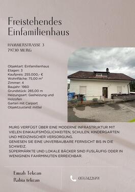 Foto - Freistehendes Einfamilienhaus mit Garten & Carport in Murg