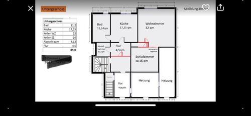 Foto - 2 ZKB Souterrain Wohnung 85 qm - 600,00&nbsp;EUR Kaltmiete, ca.&nbsp; 85,00&nbsp;m&sup2;