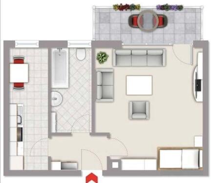 Foto - Renovierte 1,5 Zimmer Wohnung mit sep. EBK, Balkon+Bergstr. Blick