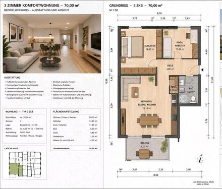 Foto - Wohnung Neubau - 319.000,00&nbsp;EUR Kaufpreis, ca.&nbsp; 70,00&nbsp;m&sup2;