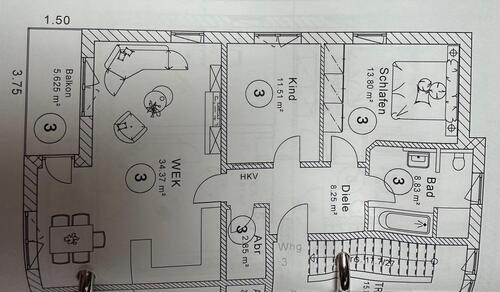 Foto - 3 Zimmer Etagenwohnung zur Miete in Karlshuld