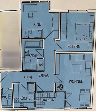 Foto - VON PRIVAT 3-Zi-Whg. in Nbg Balkon Bad Gäste-WC Keller TG 89qm