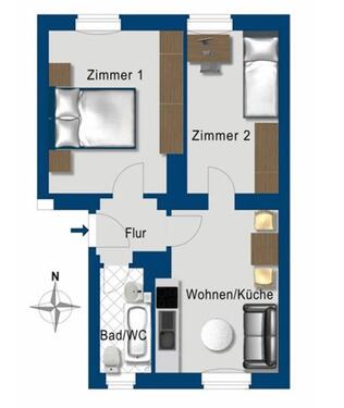 Foto - 1,5-Zi-Wo Zwischenmiete + Vorschlag als Nachmieter (Teilmöbliert)