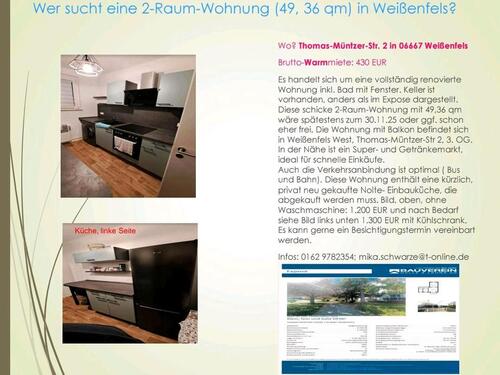 Foto - 2-Raum Wohnung - 430,00 EUR Kaltmiete,
