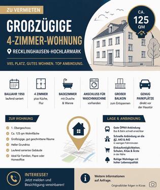 Foto - Große 4-Zimmer Wohnung mit Balkon in Recklinghausen-Hochlarmark