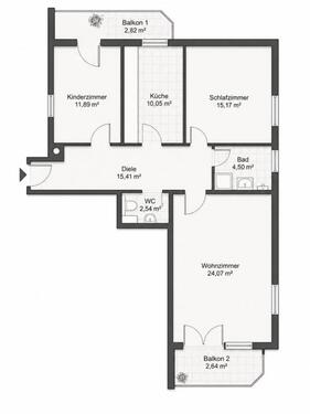 Foto - Großzügige 3 Zimmer Wohnung mit 2 Balkonen