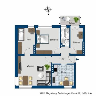 Foto - Etagenwohnung zur Miete in Magdeburg