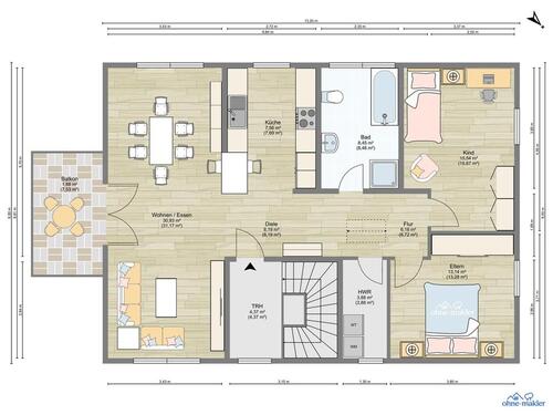 Foto - 3 Zimmer Etagenwohnung zur Miete in Hennigsdorf