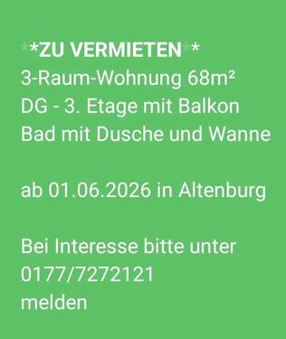 Foto - 3 -Raum - Wohnung zu vermieten - 650,00&nbsp;EUR Kaltmiete, ca.&nbsp; 68,00&nbsp;m&sup2;