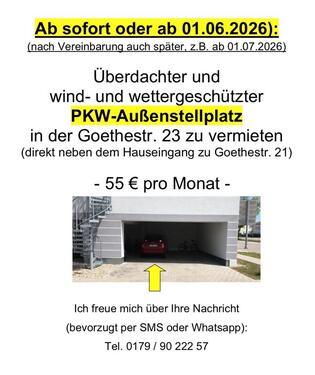Foto - Stellplatz zu vermieten - überdacht - Goethestr. 23
