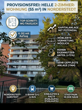 Foto - Provisionsfrei! Helle 2-Zi.-Wohnung in Norderstedt (55m²)