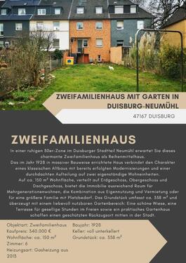 Foto - Zweifamilienhaus mit Garten in 47167 Duisburg-Neumühl