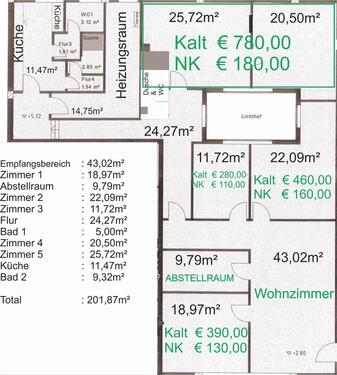 Foto - Große Wohnung zur WG Gründung - 1.900,00&nbsp;EUR Kaltmiete, ca.&nbsp; 200,00&nbsp;m&sup2;