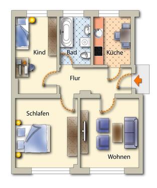 Foto - 3 Zimmer Etagenwohnung zur Miete in Freiberg