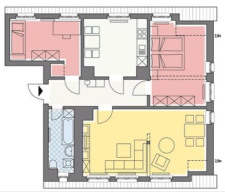 Foto - 4 Raumwohnung mit Einbauküche - 515,00&nbsp;EUR Kaltmiete, ca.&nbsp; 85,00&nbsp;m&sup2;