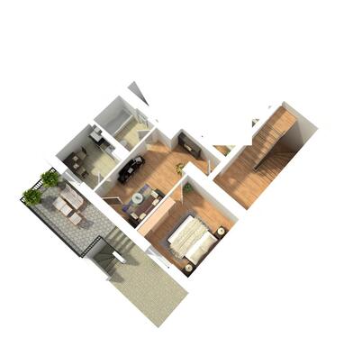 Foto - renovierte 2ZKB VK-Ludweiler, Gartenseite