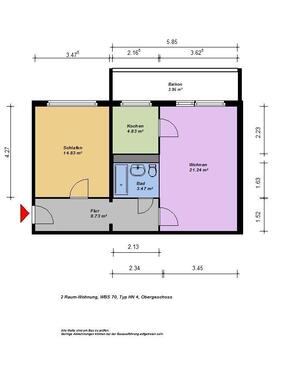 Foto - 2 Zimmer Etagenwohnung zur Miete in Neubrandenburg