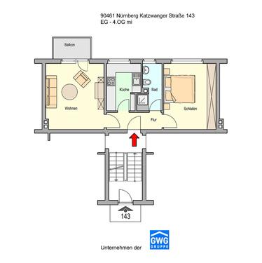 Foto - 2 Zimmer Etagenwohnung zur Miete in Nürnberg