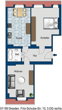 Foto - 2 Zimmer Etagenwohnung zur Miete in Dresden