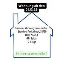 3-Zimmerwohnung zum 01.12.2025 - 920,00 EUR Kaltmiete, in Halle (PLZ: 33790)