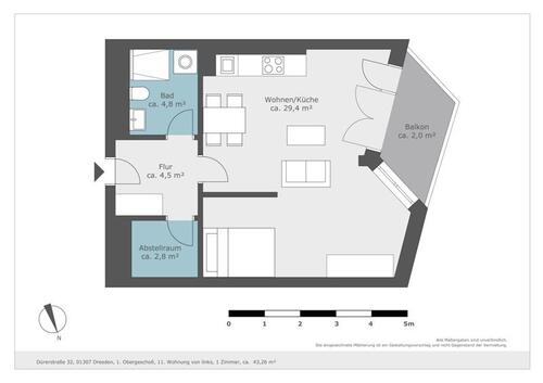 Foto - 1 Zimmer Etagenwohnung zur Miete in Dresden