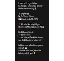 3 ZKB Wohnung in Trier West - 830,00&nbsp;EUR Kaltmiete, ca.&nbsp; 80,00&nbsp;m&sup2; in Trier (PLZ: 54294) Feyen-Weismark