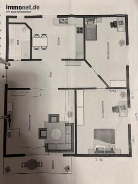 Foto - Helle 3-Zimmer-Wohnung mit Balkon in ruhiger Lage in Hinterhain