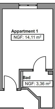 Foto - Appartment 1-Zi.-Wohnung vollmöblicert modern frisch renoviert!