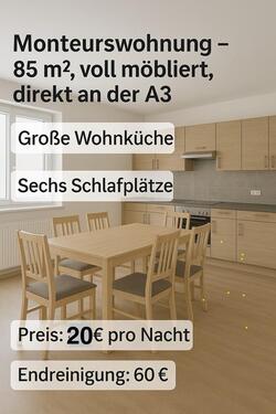Foto - Monteurswohnung – 6 Schlafplätze, 85 m², 56549 A3 Nähe