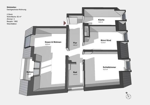Foto - 3 Zimmer 82qm Dachgeschoss Eigentumswohnung