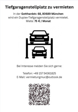 Foto - Duplex TG Stellplatz - Gotthardstraße - 75,- Monat