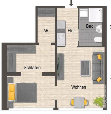 Foto - 2,5 Zimmer Wohnung (teilmöbliert übernehmbar)