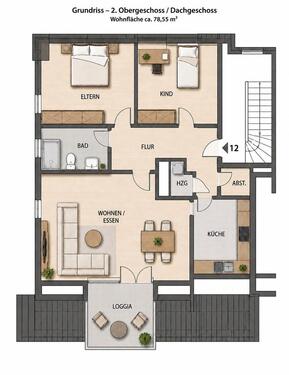 Foto - 3.5 Zimmer Dachgeschoßwohnung zum Kaufen in Waltrop