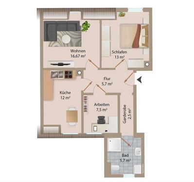 Foto - 2,5-Zimmer Wohnung zzgl. Stellplatz