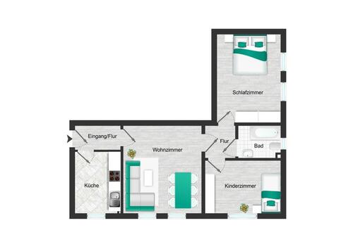 Foto - 3 Zimmer Etagenwohnung zur Miete in Zeithain