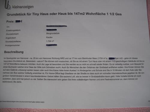 Foto - Baugrundstück Auch für Tiny Haus geeignet Sie läuft am Sa. aus.