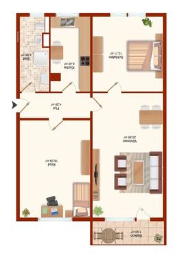 Foto - 3 Zimmer Erdgeschoßwohnung zur Miete in Blankenburg (Harz)