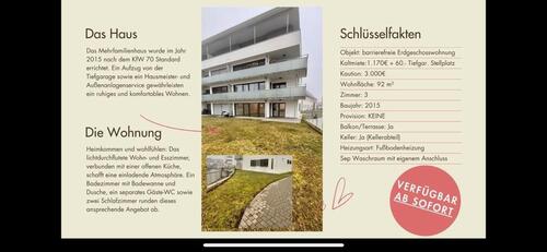 Foto - 3 Zimmer Erdgeschoßwohnung zur Miete in Aalen